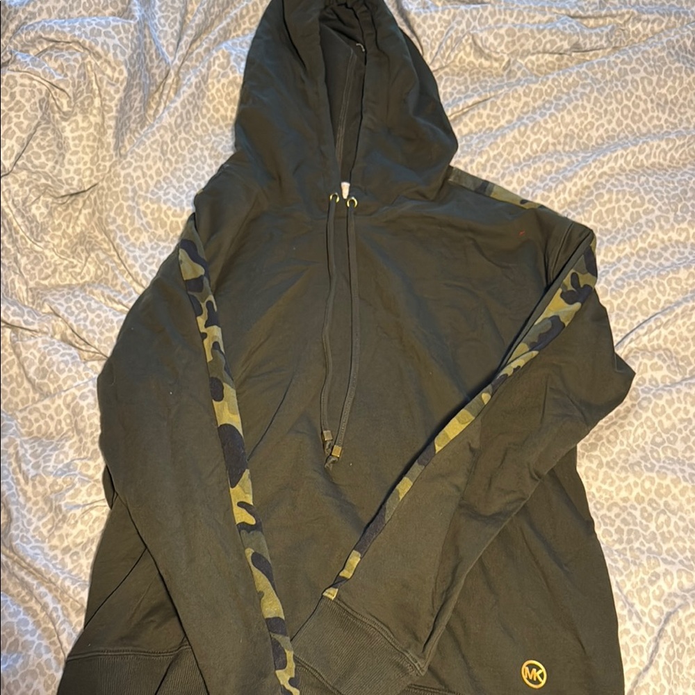 Michael Kors Black Hoodie with Camo Details